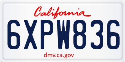 CA license plate 6XPW836