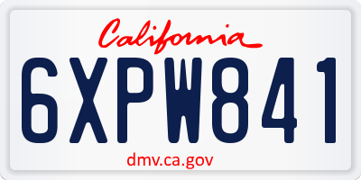 CA license plate 6XPW841