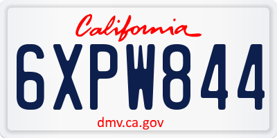 CA license plate 6XPW844
