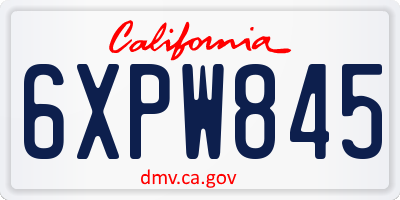 CA license plate 6XPW845