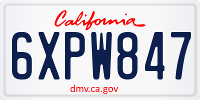 CA license plate 6XPW847