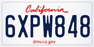 CA license plate 6XPW848