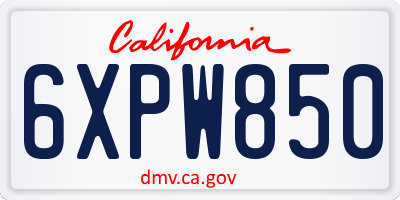 CA license plate 6XPW850