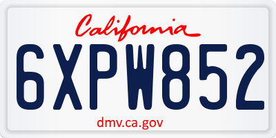 CA license plate 6XPW852