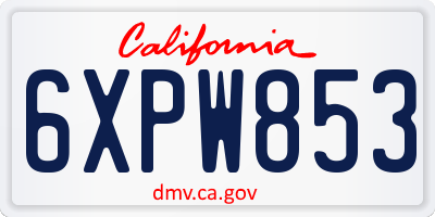 CA license plate 6XPW853