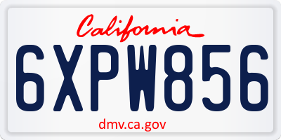 CA license plate 6XPW856