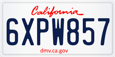 CA license plate 6XPW857