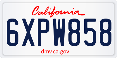 CA license plate 6XPW858