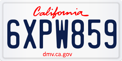 CA license plate 6XPW859