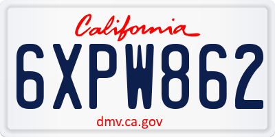 CA license plate 6XPW862