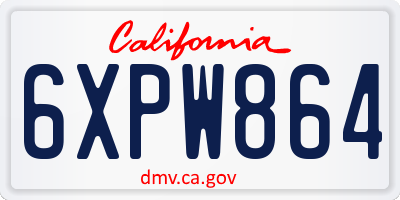 CA license plate 6XPW864