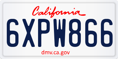 CA license plate 6XPW866