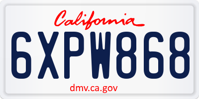 CA license plate 6XPW868