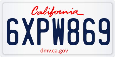 CA license plate 6XPW869