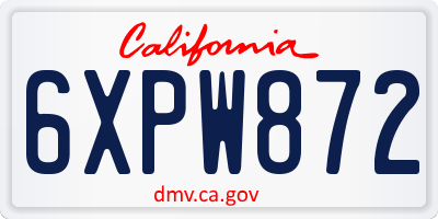 CA license plate 6XPW872