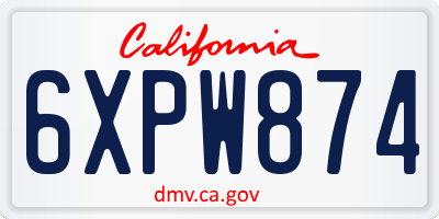 CA license plate 6XPW874
