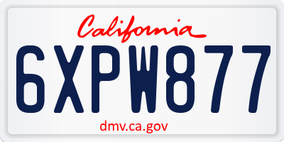 CA license plate 6XPW877