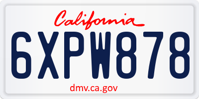 CA license plate 6XPW878