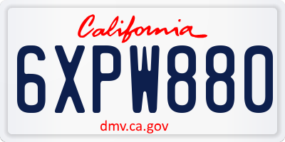 CA license plate 6XPW880