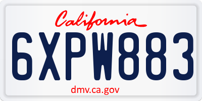 CA license plate 6XPW883
