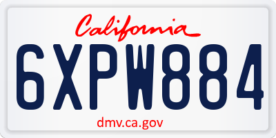 CA license plate 6XPW884
