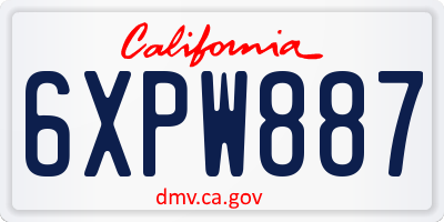 CA license plate 6XPW887