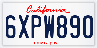 CA license plate 6XPW890