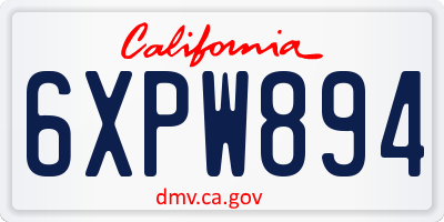 CA license plate 6XPW894