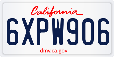 CA license plate 6XPW906