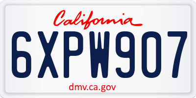 CA license plate 6XPW907