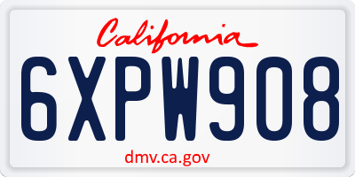 CA license plate 6XPW908