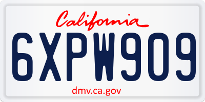 CA license plate 6XPW909
