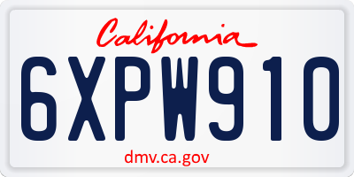 CA license plate 6XPW910