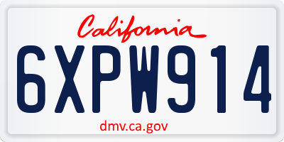 CA license plate 6XPW914