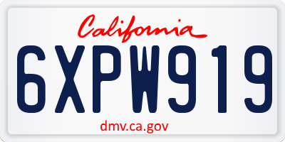 CA license plate 6XPW919