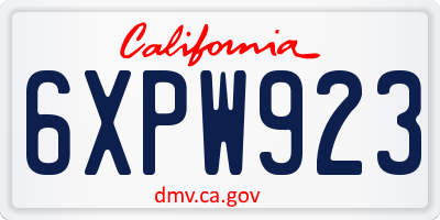 CA license plate 6XPW923