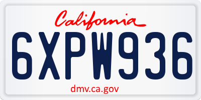CA license plate 6XPW936