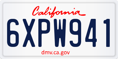 CA license plate 6XPW941
