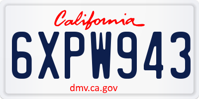 CA license plate 6XPW943