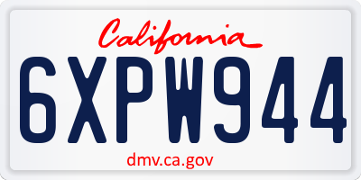 CA license plate 6XPW944