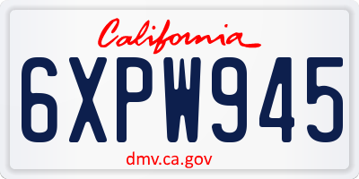 CA license plate 6XPW945