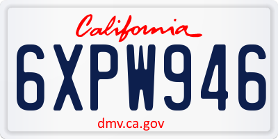CA license plate 6XPW946