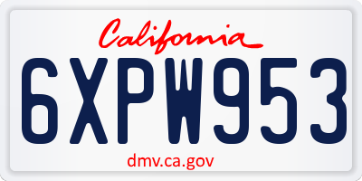 CA license plate 6XPW953