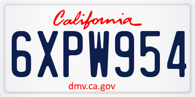 CA license plate 6XPW954