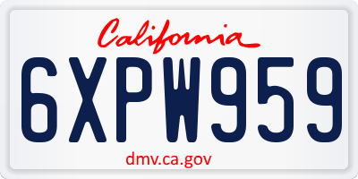 CA license plate 6XPW959