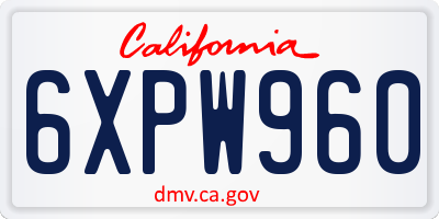CA license plate 6XPW960