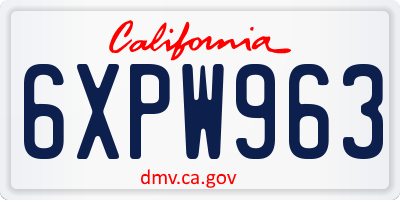 CA license plate 6XPW963