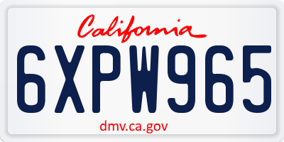 CA license plate 6XPW965