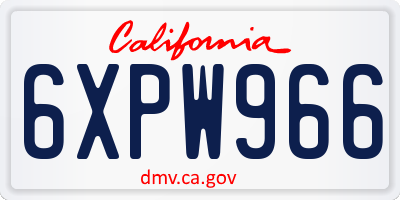 CA license plate 6XPW966