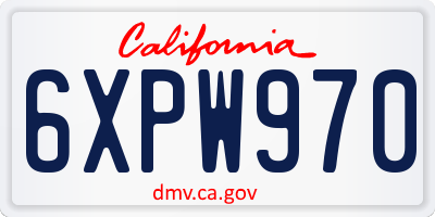 CA license plate 6XPW970